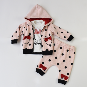 Adorable ensemble à capuche à pois