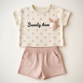 Ensemble décontracté à pois pour filles