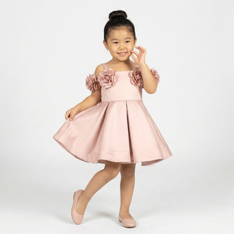 Evelyn Blue Girls Satin Dress