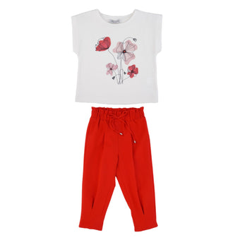 Ensemble décontracté pour filles à fleurs corail