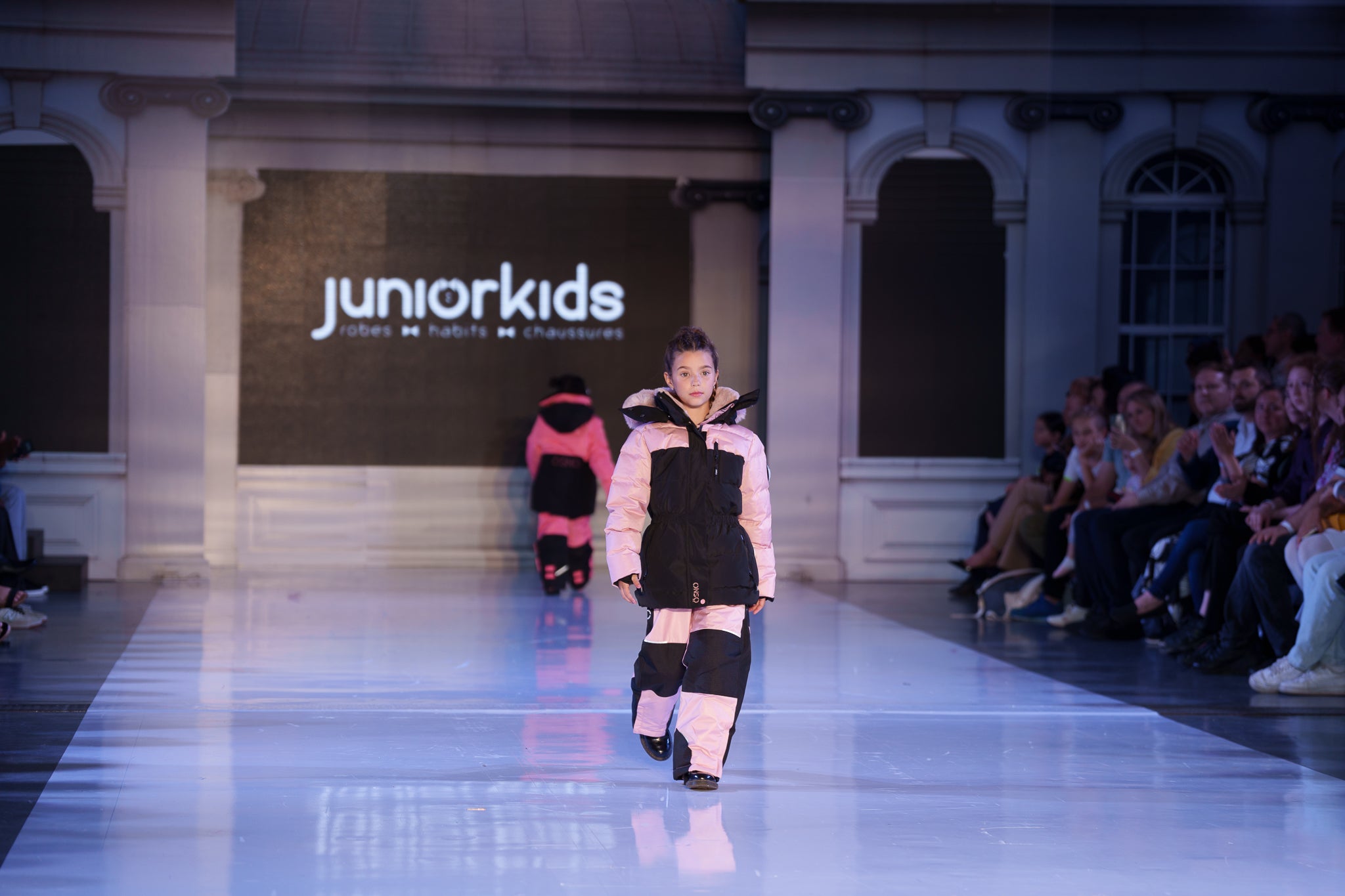 Angel's Luxury pink girls snowsuit complete with plush blush fur accents by Junior Kids