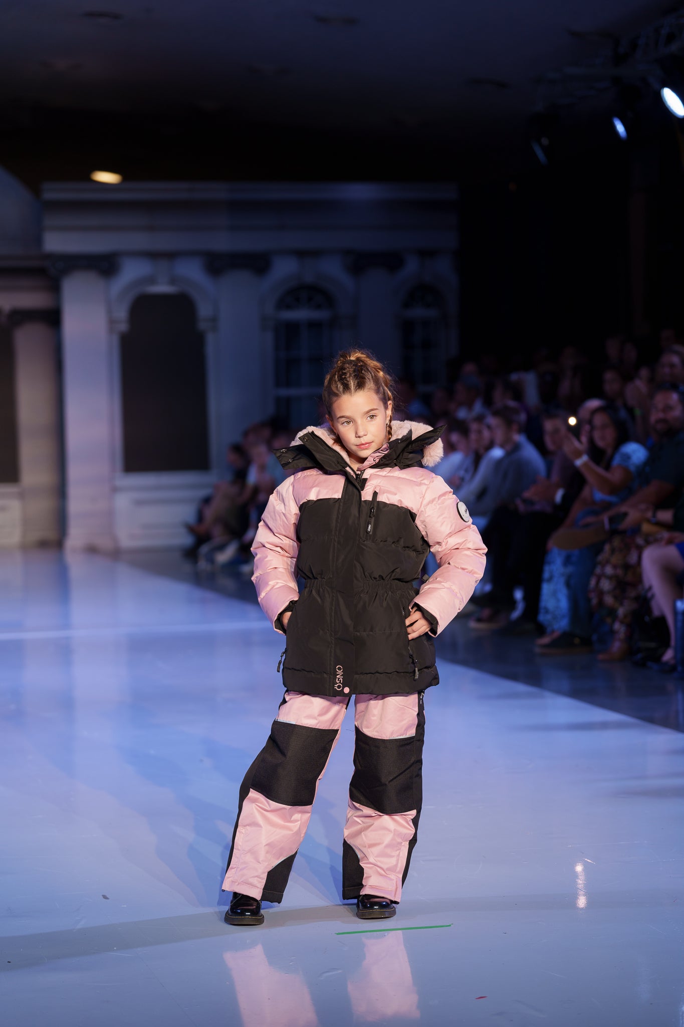 Angel's Luxury pink girls snowsuit complete with plush blush fur accents by Junior Kids