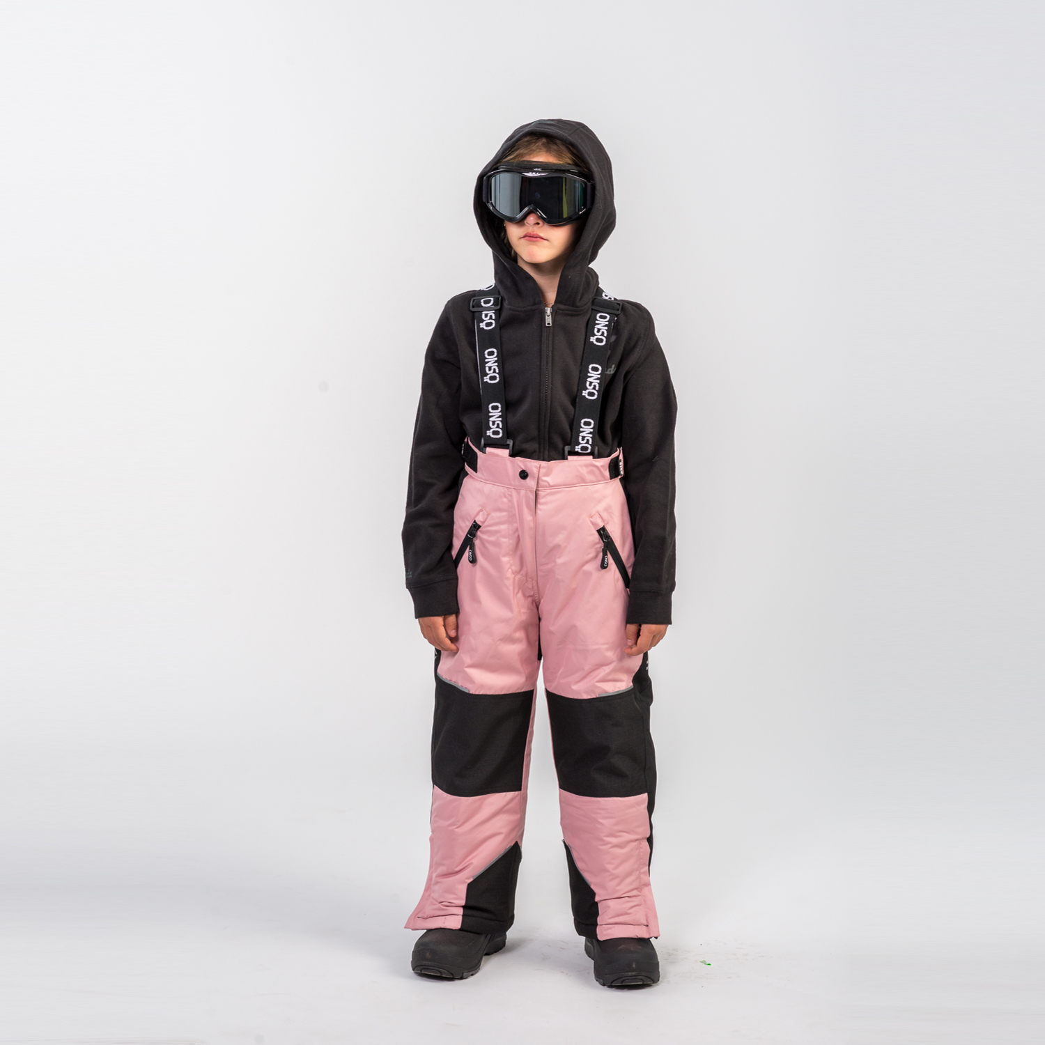 Angel's Luxury pink girls snowsuit complete with plush blush fur accents by Junior Kids