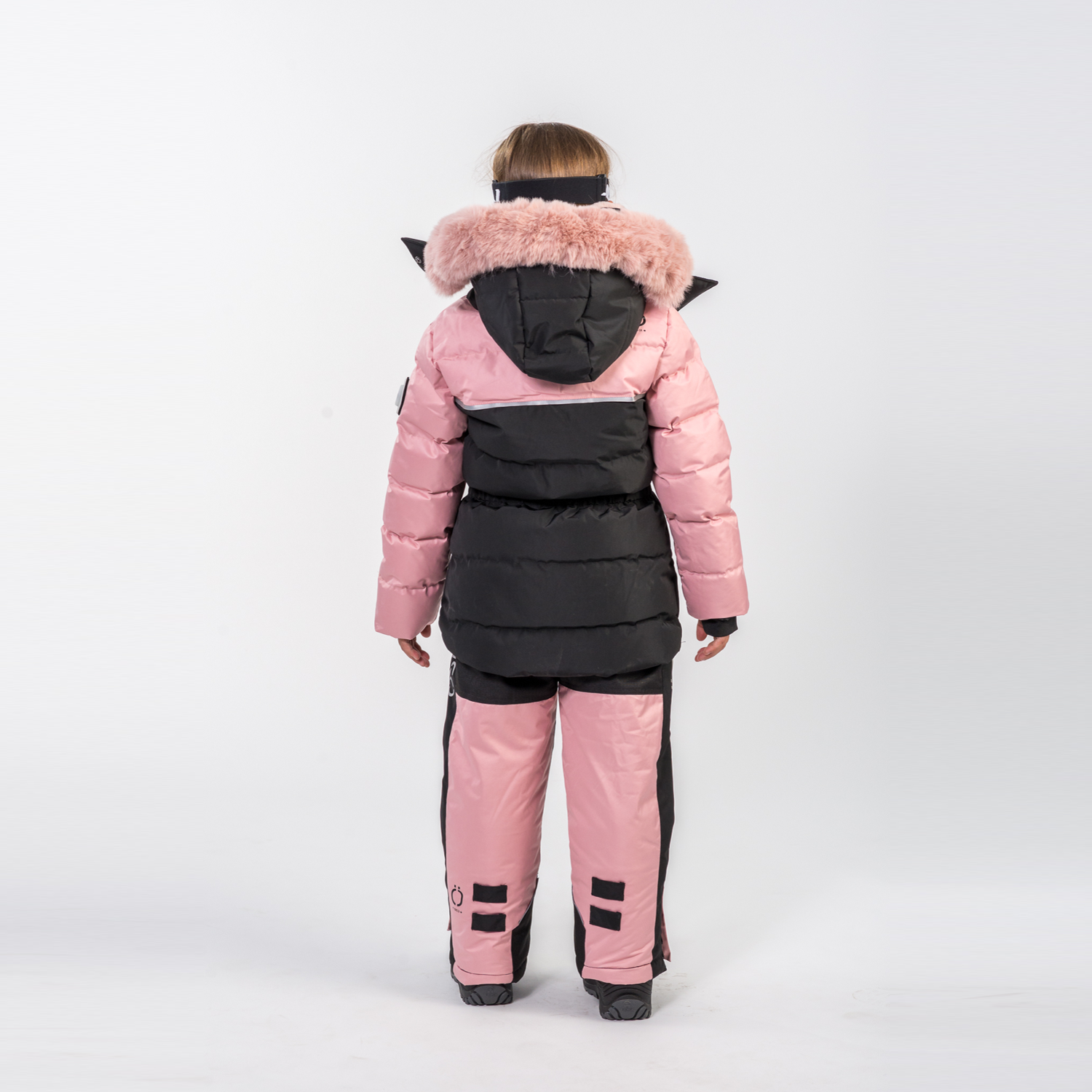 Angel's Luxury pink girls snowsuit complete with plush blush fur accents by Junior Kids