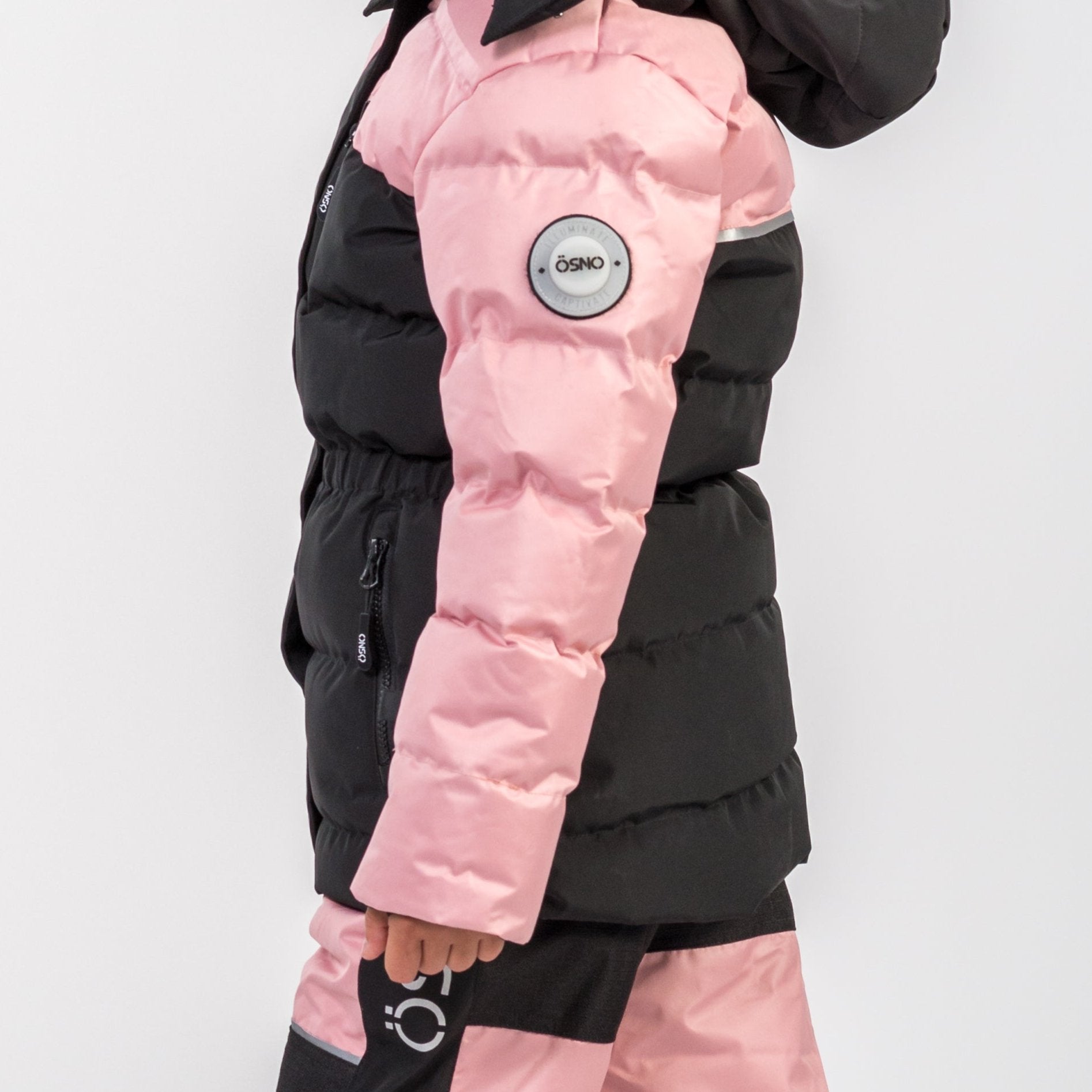 Angel's Luxury pink girls snowsuit complete with plush blush fur accents by Junior Kids