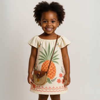 Tropical Isla Girls Linen Dress