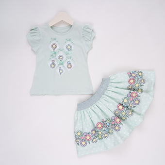 Blue Blossom Girl Skirt Set