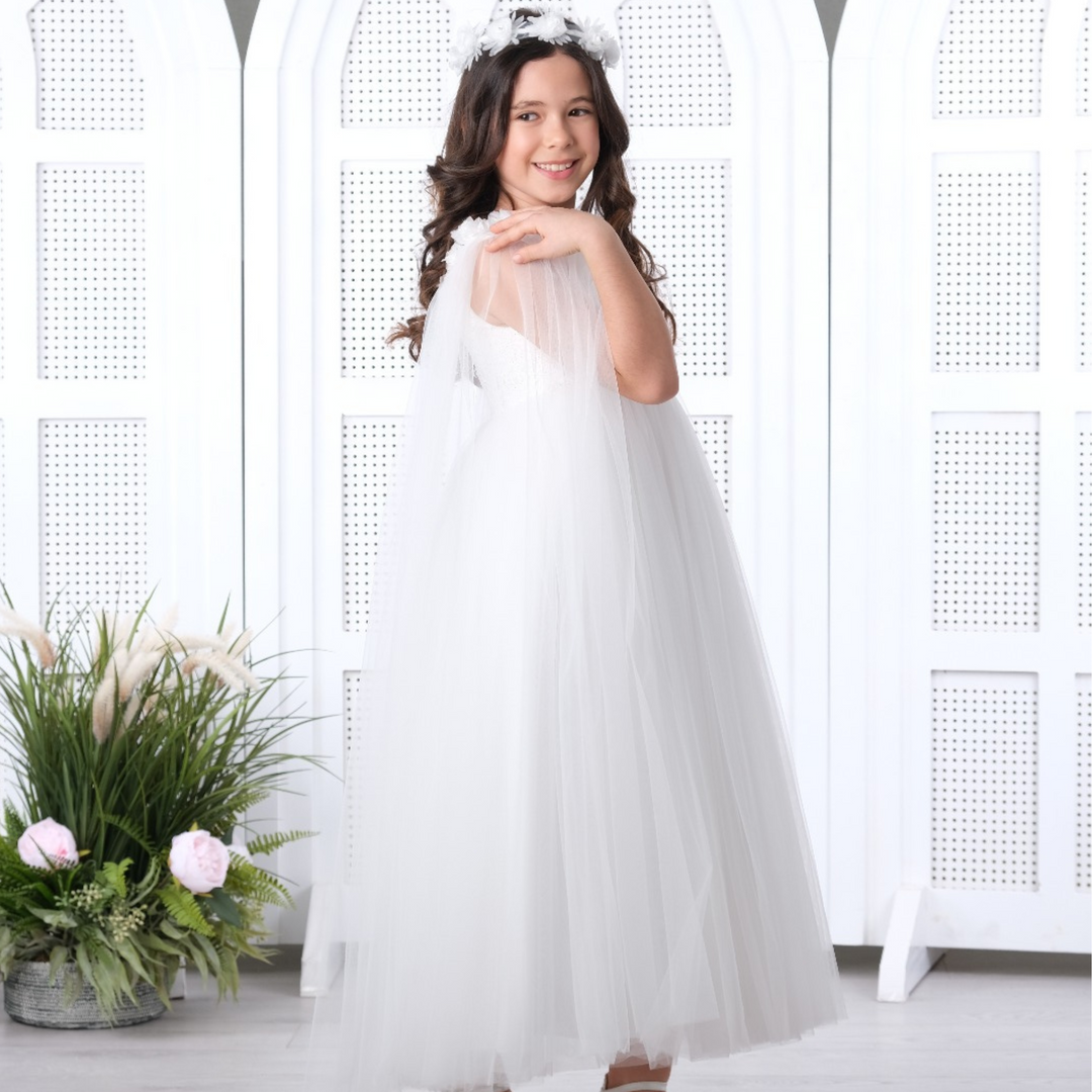 Robe de soirée en dentelle céleste pour filles