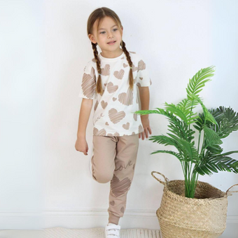 Scribble Hearts Girls Joggers Set