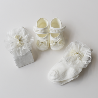 Ensemble nœud nacré pour bébé