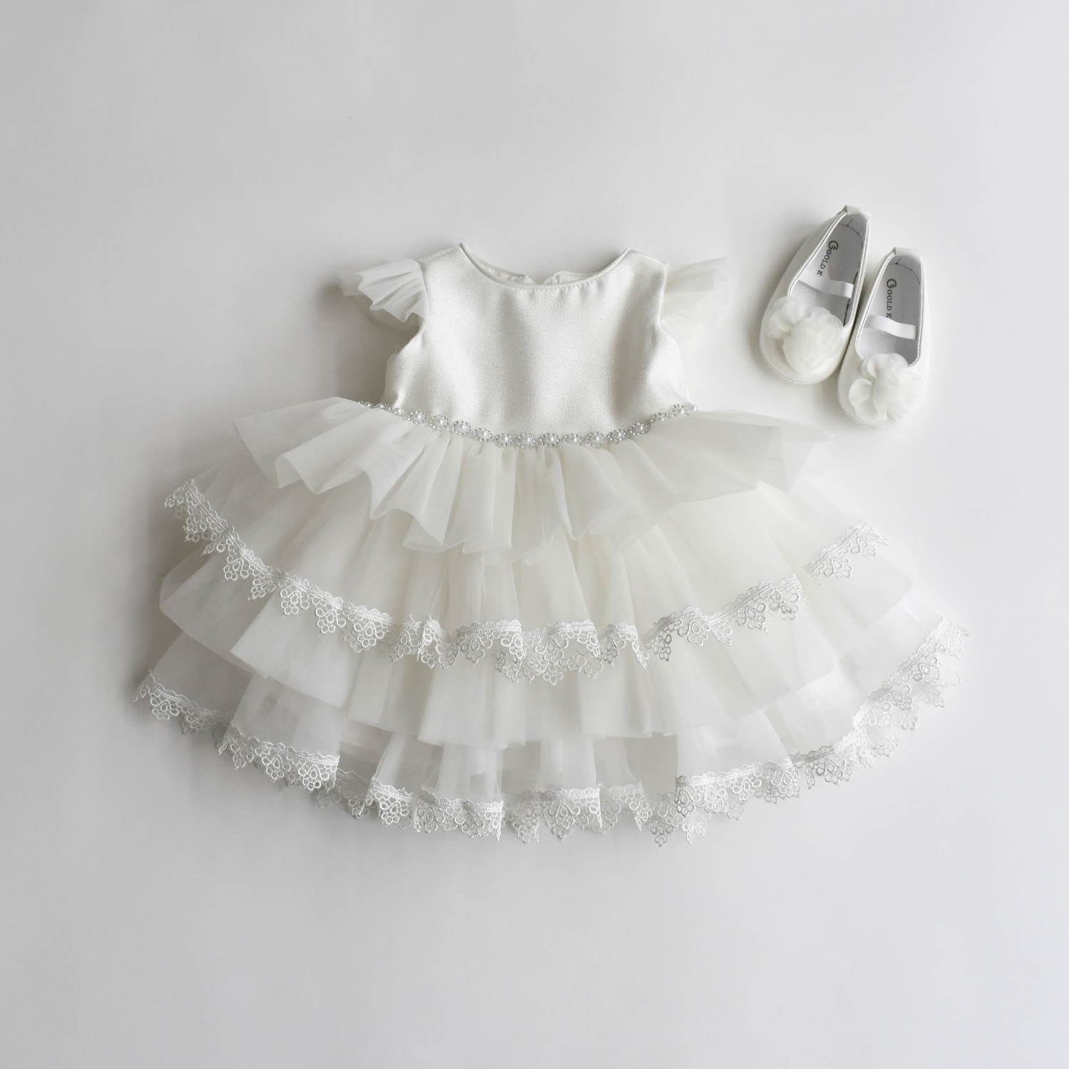Baby Eva's Frilly Baby Formal Dress with Lace