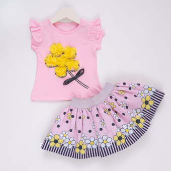 Yellow Flower Girl Skirt Set