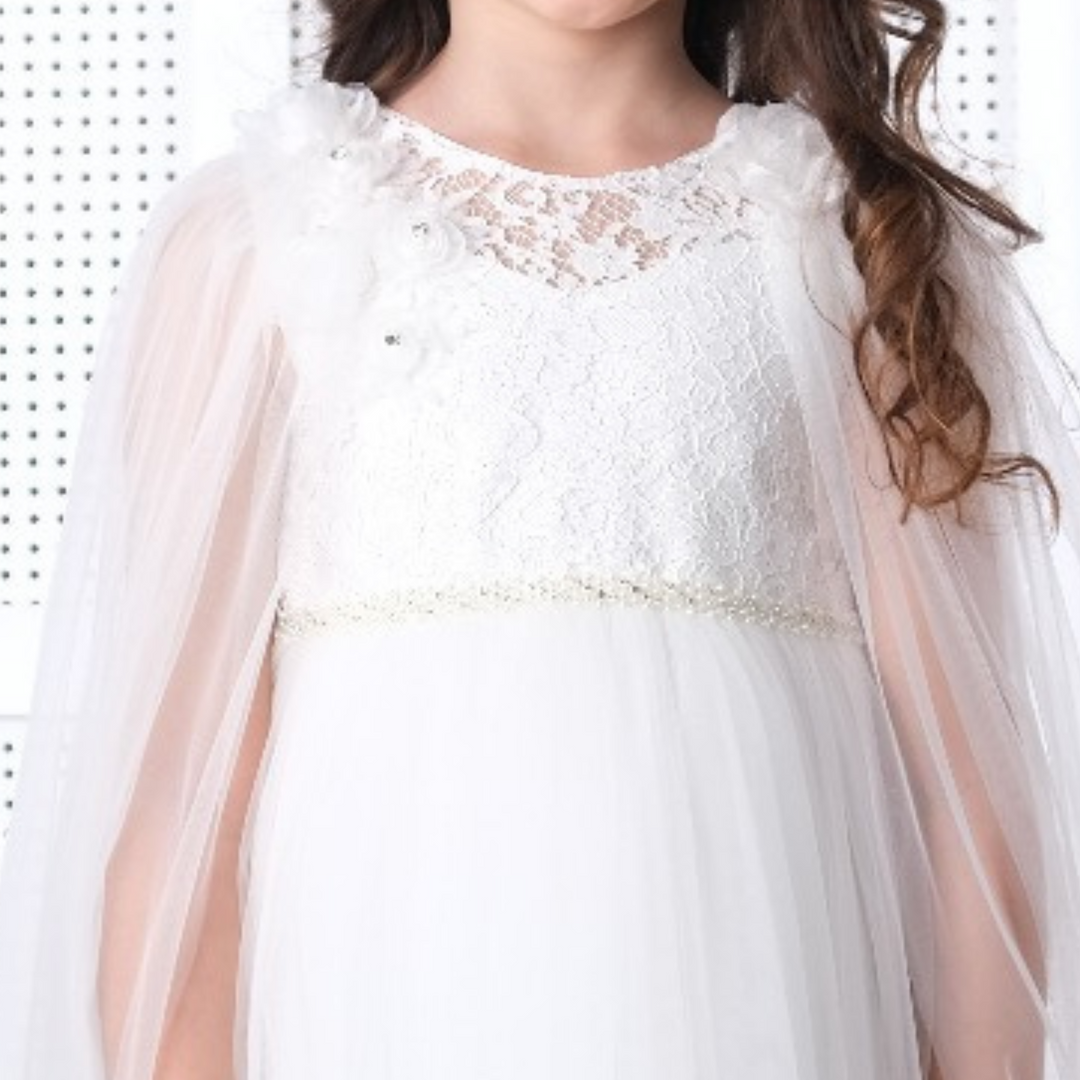 Robe de soirée en dentelle céleste pour filles