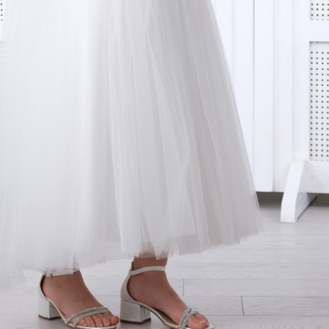 Robe de soirée en dentelle céleste pour filles