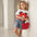 Red Denim Girls Set & Bag