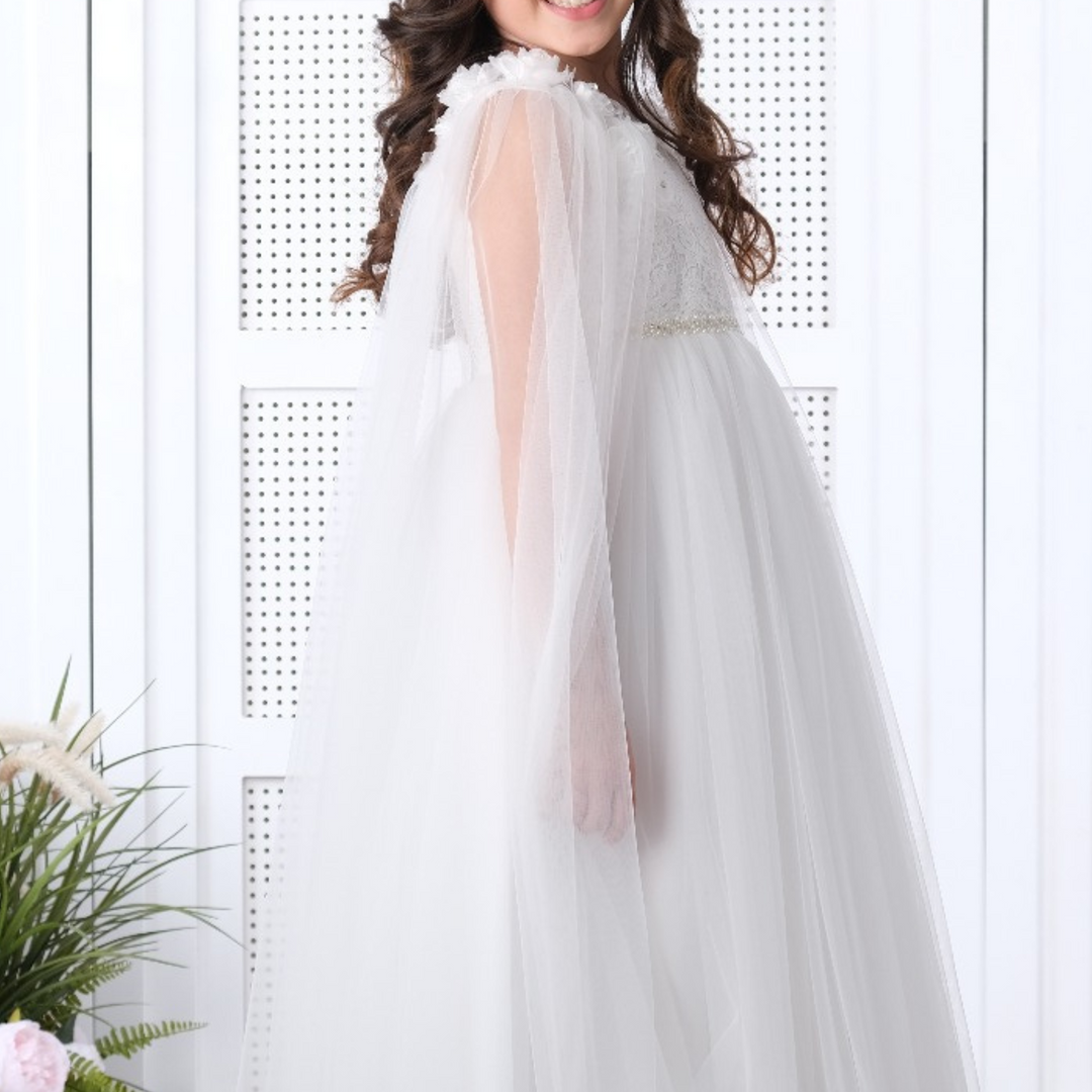 Robe de soirée en dentelle céleste pour filles