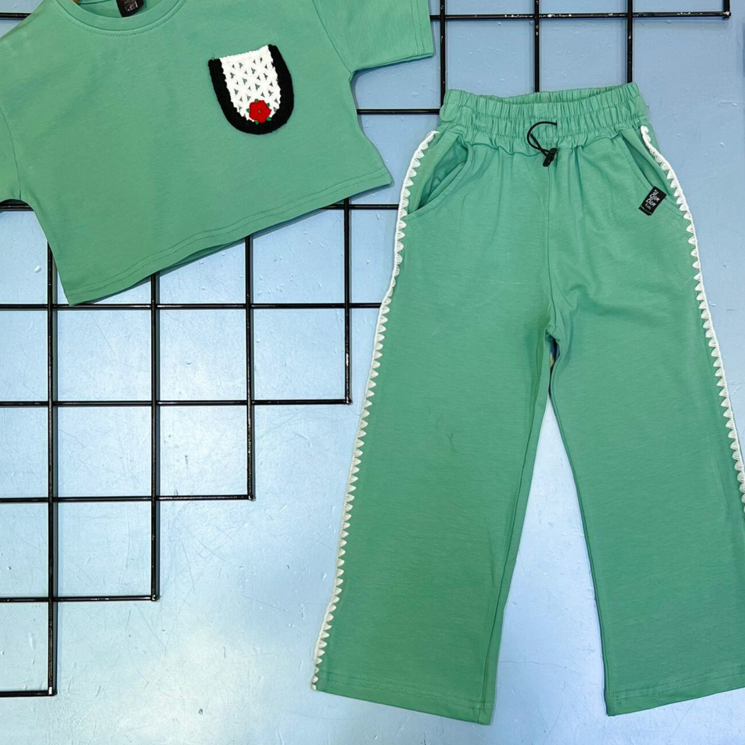 Ensemble d'été pour filles avec poche au crochet