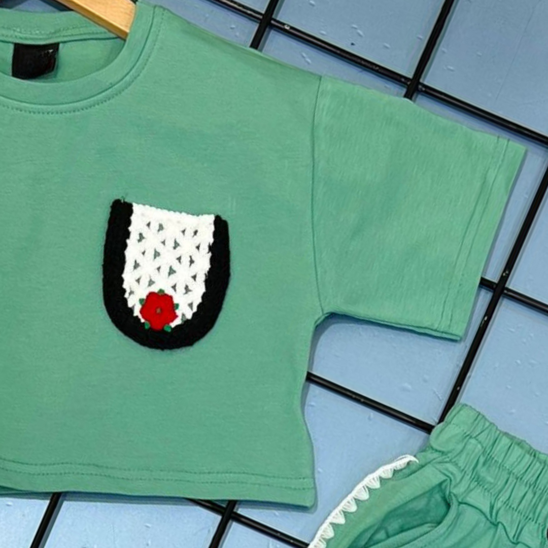 Ensemble d'été pour filles avec poche au crochet