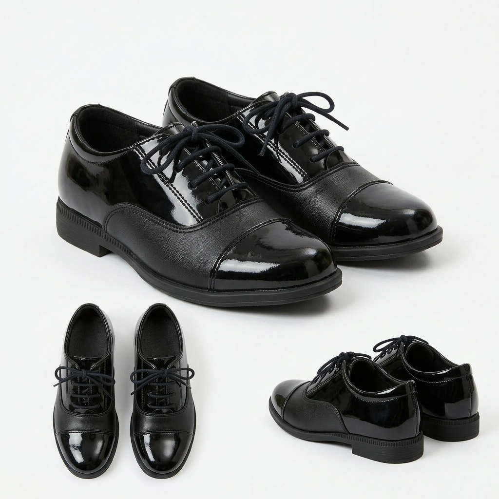 Chaussures à casquette en cuir