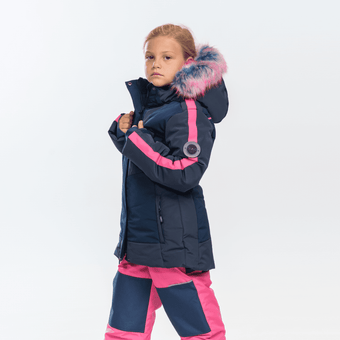 Mimi's girls snowsuit with fur hood, ideal for winter wear by Junior Kids