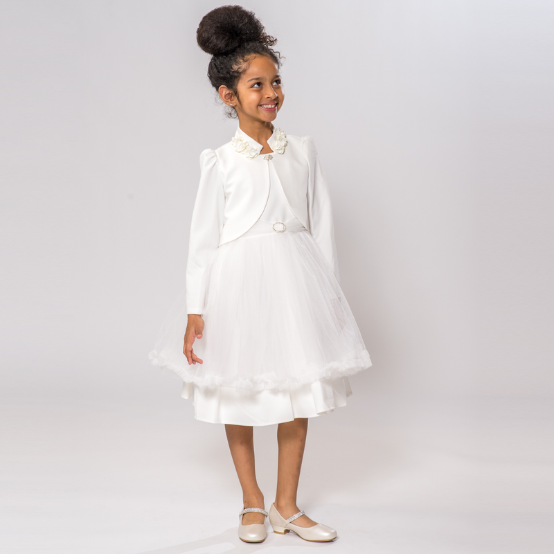 slim fit dress slacks Elegant Baby Girls White Puffy Birthday Trailing Dress Toddler Prom Dress main image 0