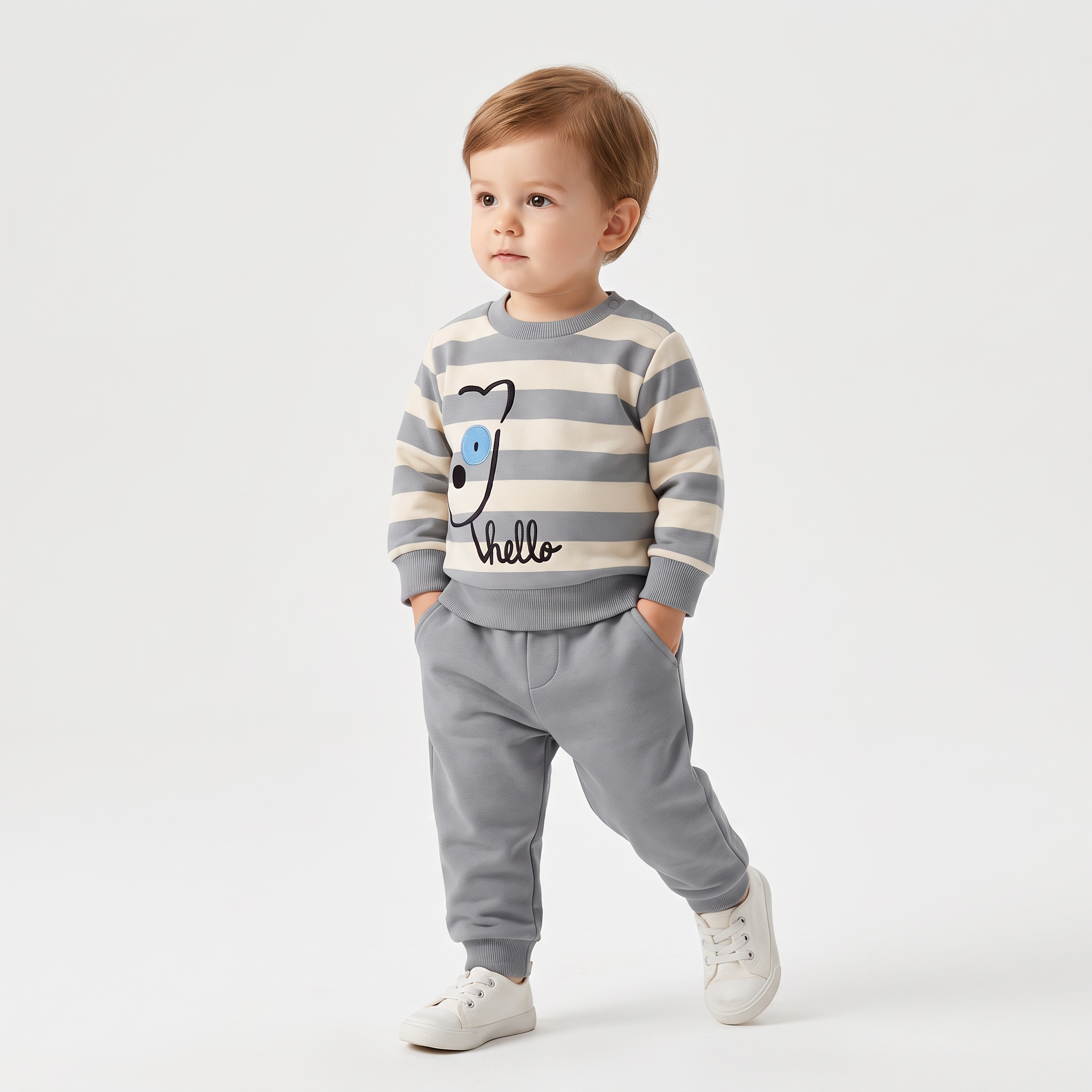Hello Bear Cotton Joggers Set
