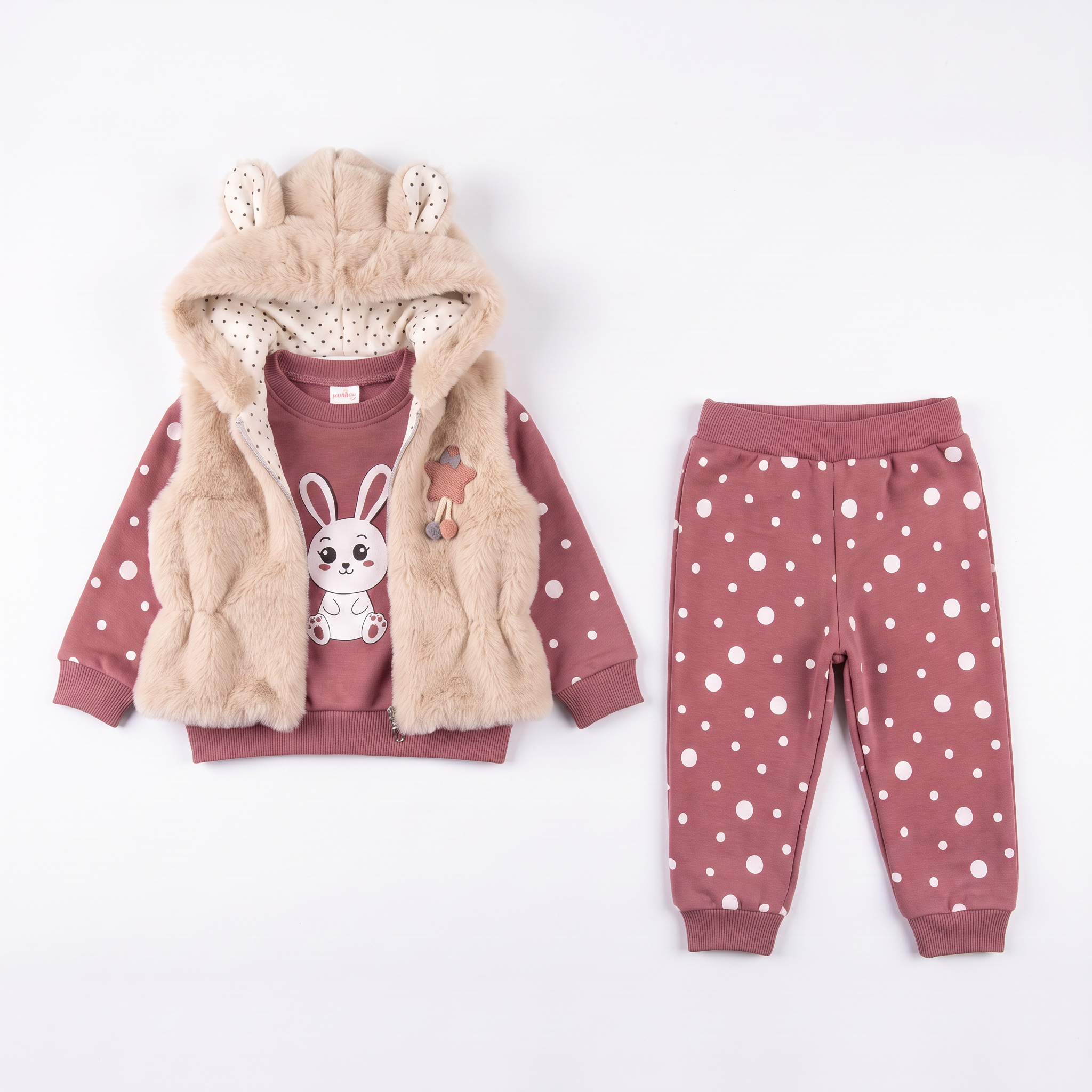 Cute Bunny Vest Girls Jogger Set