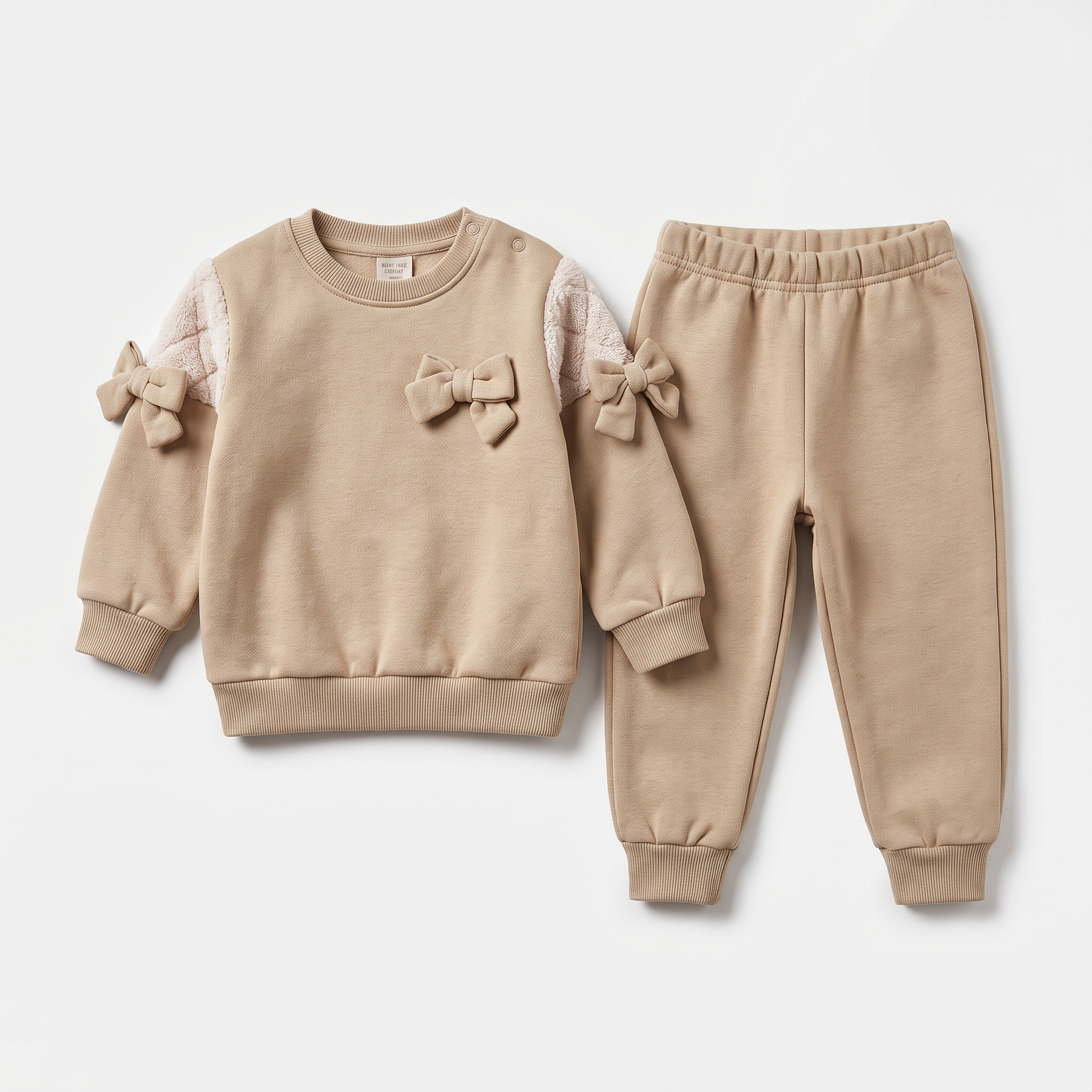 Fur Bows Cotton Joggers Set