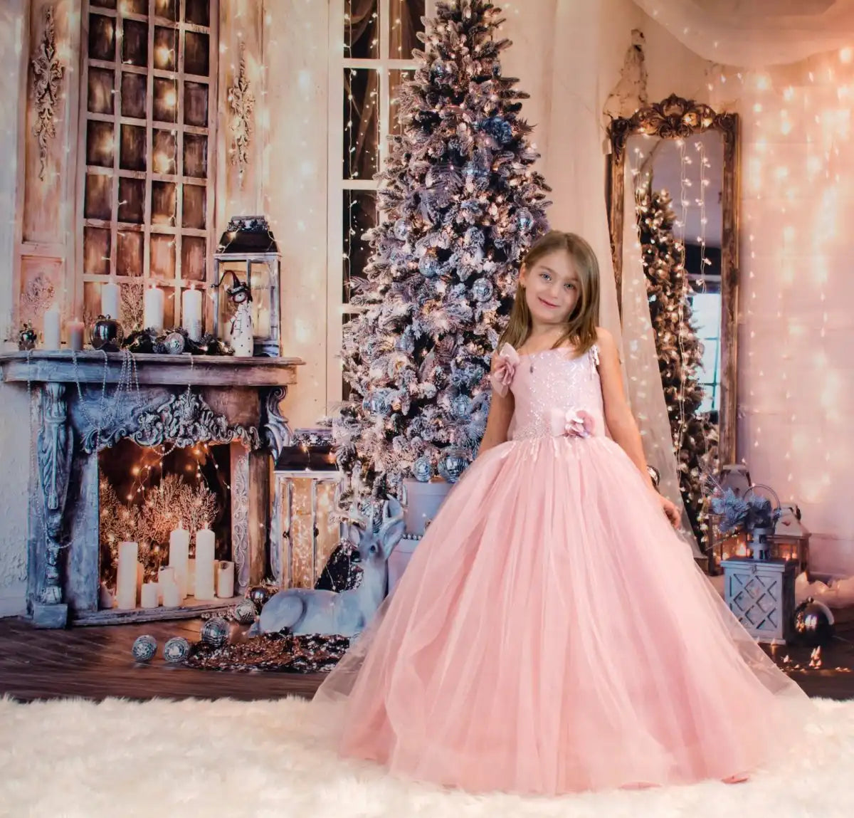 European Princess Dress: Lace Tulle Gown | Junior Kids European Princess Dress: Lace Tulle Gown | Junior Kids
